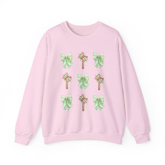 Cozy Cross and Bow Crewneck